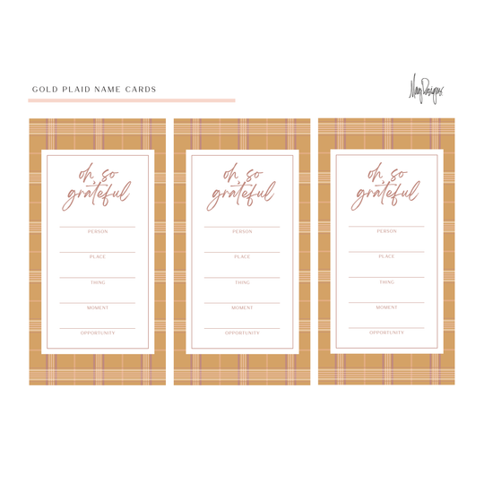 Gold Plaid Gratitude Prompts